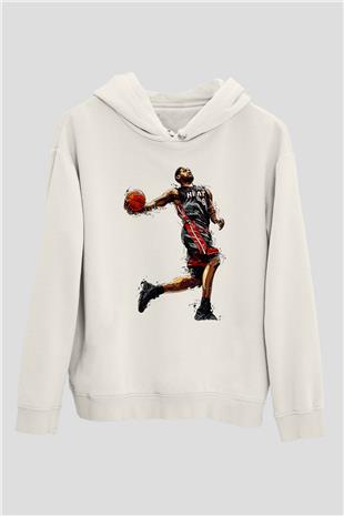 Lebron James Baskılı Beyaz Unisex Kapüşonlu Sweatshirt