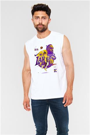 Lebron James Baskılı Beyaz Unisex Kolsuz Tişört - Tshirt