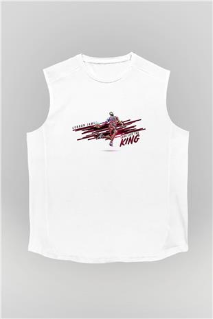Lebron James Baskılı Beyaz Unisex Kolsuz Tişört - Tshirt
