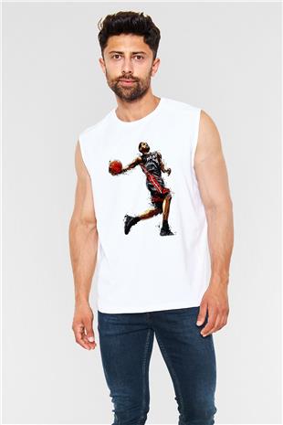 Lebron James Baskılı Beyaz Unisex Kolsuz Tişört - Tshirt