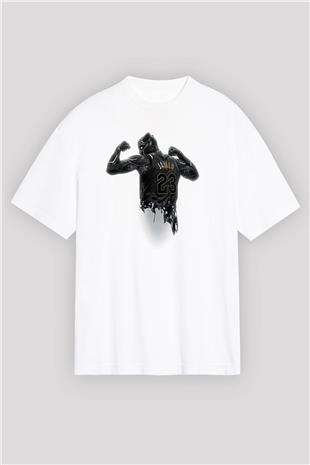 Lebron James Baskılı Beyaz Unisex Oversize Tişört - Tshirt