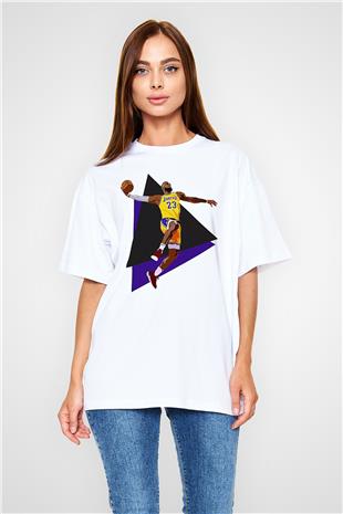 Lebron James Baskılı Beyaz Unisex Oversize Tişört - Tshirt