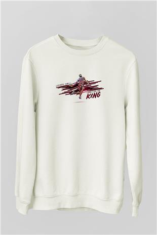 Lebron James Baskılı Beyaz Unisex Sweatshirt