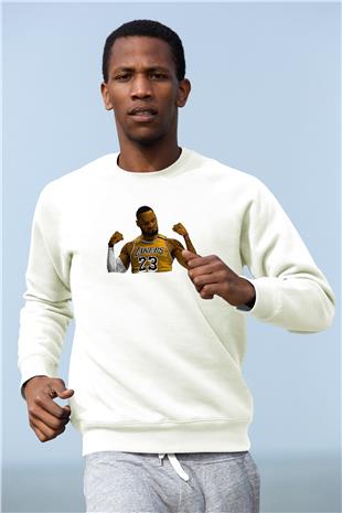Lebron James Baskılı Beyaz Unisex Sweatshirt
