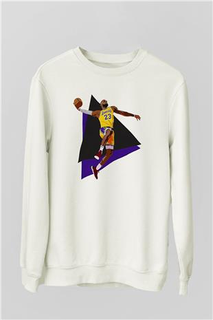 Lebron James Baskılı Beyaz Unisex Sweatshirt
