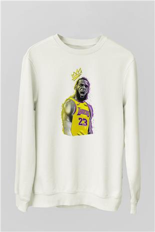 Lebron James Baskılı Beyaz Unisex Sweatshirt
