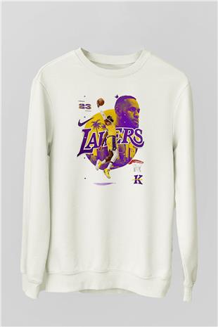 Lebron James Baskılı Beyaz Unisex Sweatshirt