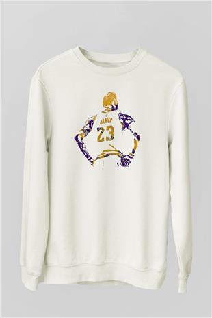 Lebron James Baskılı Beyaz Unisex Sweatshirt