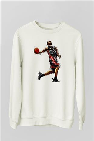 Lebron James Baskılı Beyaz Unisex Sweatshirt