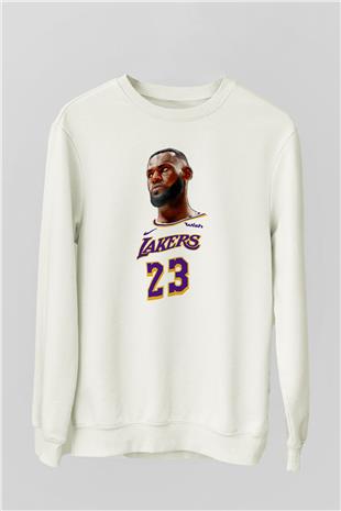 Lebron James Baskılı Beyaz Unisex Sweatshirt