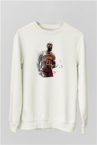Lebron James Baskılı Beyaz Unisex Sweatshirt