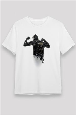 Lebron James Baskılı Unisex Beyaz Tişört - Tshirt