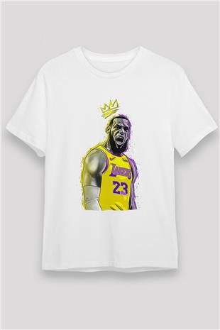 Lebron James Baskılı Unisex Beyaz Tişört - Tshirt