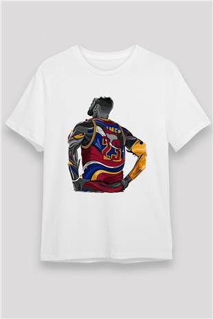 Lebron James Baskılı Unisex Beyaz Tişört - Tshirt