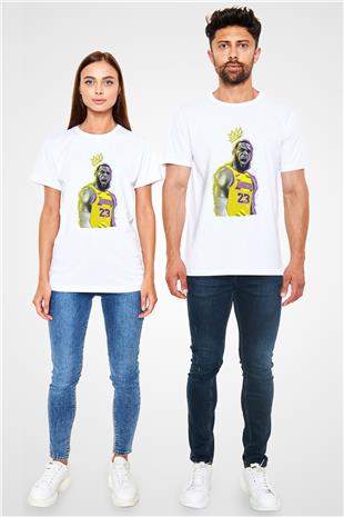 Lebron James Baskılı Unisex Beyaz Tişört - Tshirt