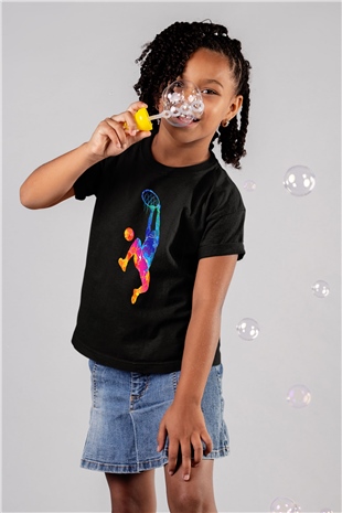 Lebron James Baskılı Unisex Siyah Çocuk Tişört - Tshirt