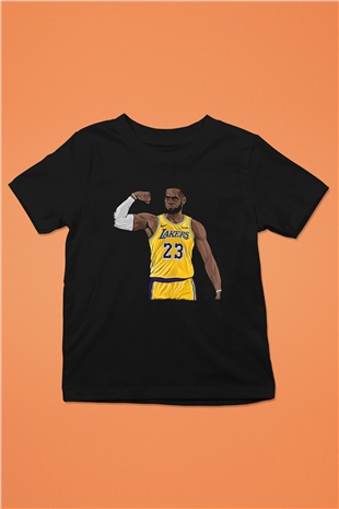 Lebron James Baskılı Unisex Siyah Çocuk Tişört - Tshirt