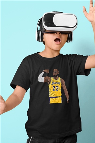 Lebron James Baskılı Unisex Siyah Çocuk Tişört - Tshirt