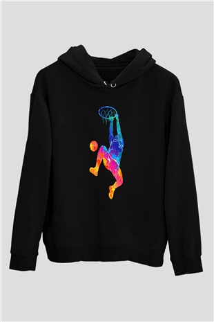 Lebron James Baskılı Unisex Siyah Kapüşonlu Sweatshirt