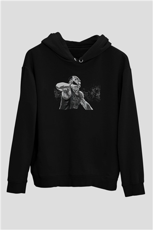 Lebron James Baskılı Unisex Siyah Kapüşonlu Sweatshirt