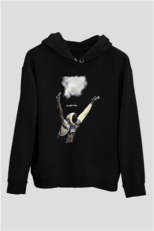Lebron James Baskılı Unisex Siyah Kapüşonlu Sweatshirt