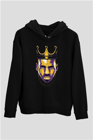Lebron James Baskılı Unisex Siyah Kapüşonlu Sweatshirt