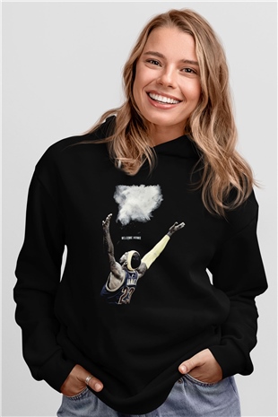 Lebron James Baskılı Unisex Siyah Kapüşonlu Sweatshirt