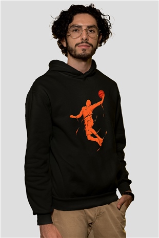 Lebron James Baskılı Unisex Siyah Kapüşonlu Sweatshirt
