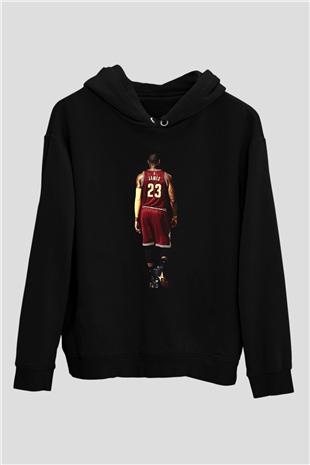 Lebron James Baskılı Unisex Siyah Kapüşonlu Sweatshirt
