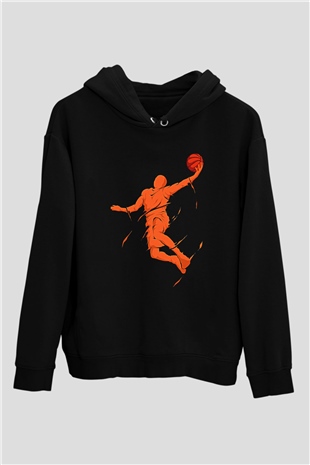 Lebron James Baskılı Unisex Siyah Kapüşonlu Sweatshirt