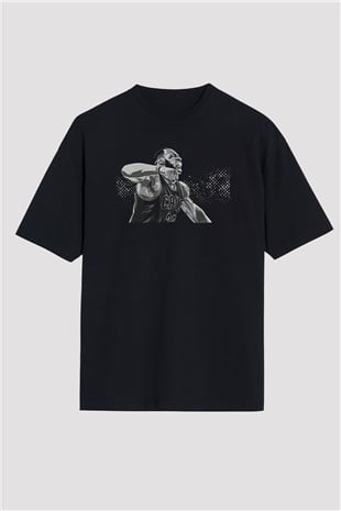 Lebron James Baskılı Unisex Siyah Oversize Tişört - Tshirt