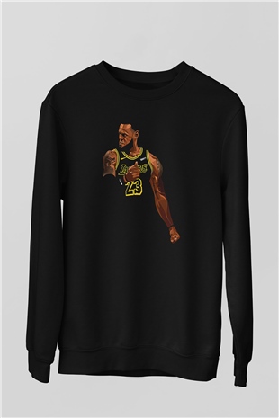 Lebron James Baskılı Unisex Siyah Sweatshirt