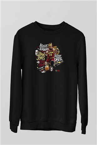Lebron James Baskılı Unisex Siyah Sweatshirt