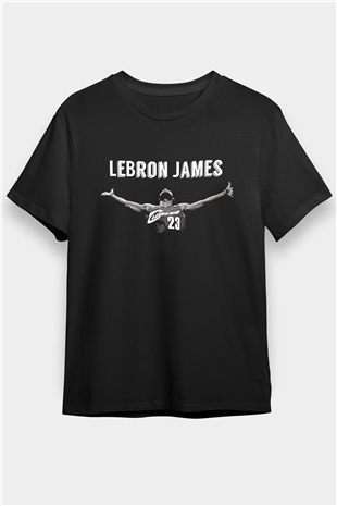 Lebron James Baskılı Unisex Siyah Tişört - Tshirt