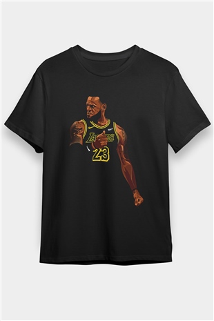 Lebron James Baskılı Unisex Siyah Tişört - Tshirt