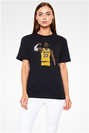 Lebron James Baskılı Unisex Siyah Tişört - Tshirt