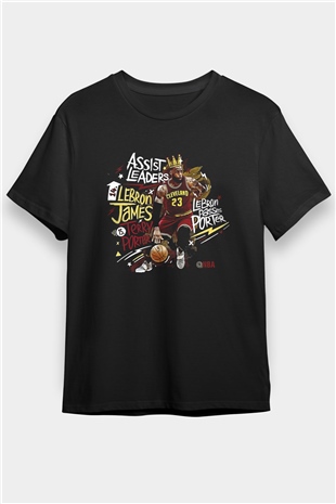 Lebron James Baskılı Unisex Siyah Tişört - Tshirt