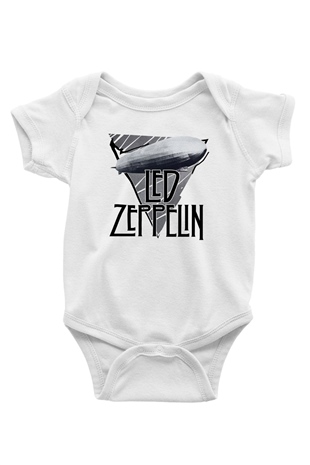 Led Zeppelin Baskılı Beyaz Unisex Bebek Body - Zıbın