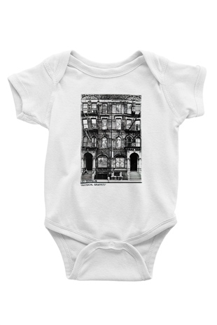 Led Zeppelin Baskılı Beyaz Unisex Bebek Body - Zıbın