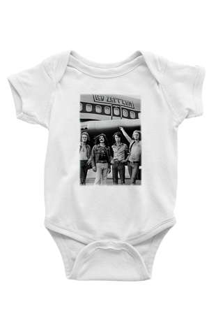 Led Zeppelin Baskılı Beyaz Unisex Bebek Body - Zıbın