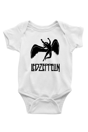 Led Zeppelin Baskılı Beyaz Unisex Bebek Body - Zıbın