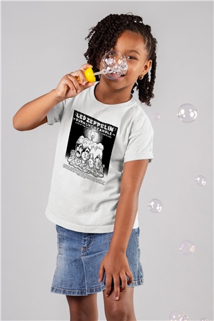 Led Zeppelin Baskılı Beyaz Unisex Çocuk Tişört