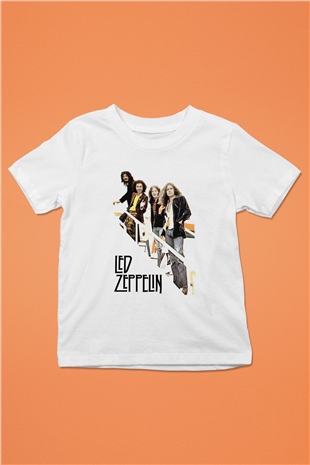 Led Zeppelin Baskılı Beyaz Unisex Çocuk Tişört