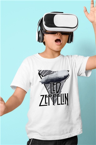 Led Zeppelin Baskılı Beyaz Unisex Çocuk Tişört