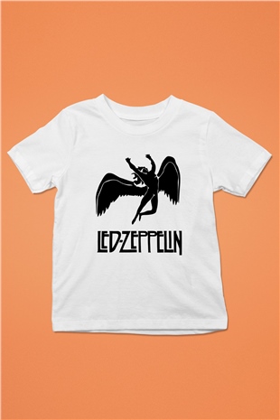 Led Zeppelin Baskılı Beyaz Unisex Çocuk Tişört