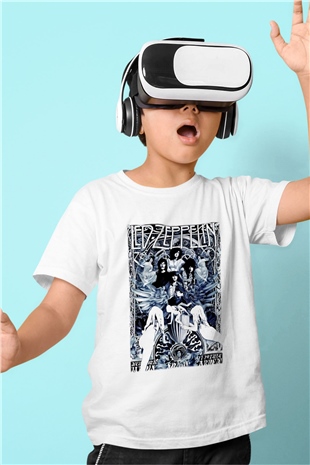 Led Zeppelin Baskılı Beyaz Unisex Çocuk Tişört