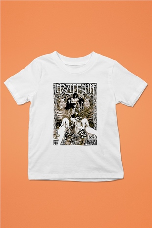 Led Zeppelin Baskılı Beyaz Unisex Çocuk Tişört