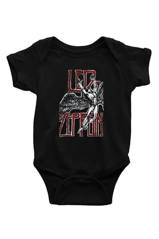 Led Zeppelin Baskılı Siyah Bebek Body - Zıbın