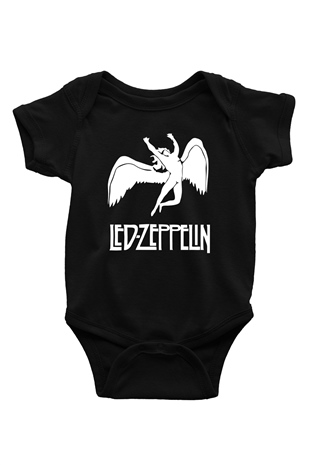 Led Zeppelin Baskılı Siyah Bebek Body - Zıbın