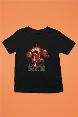 Led Zeppelin Baskılı Siyah Unisex Çocuk Tişört